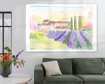 Provence Classical View of Lavender Fields and Abbey by Markus Bleichner