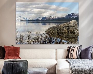 Lake Kilpisjarvi with rock by Caroline Pleysier