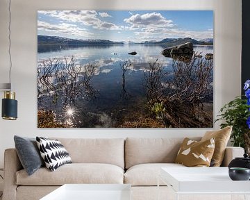 Landschaft mit See in Finnland von Caroline Pleysier