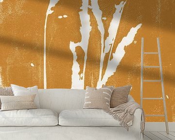 Grass  in retro ocher yellow. Botanical illustration. Modern minimalist art. by Dina Dankers