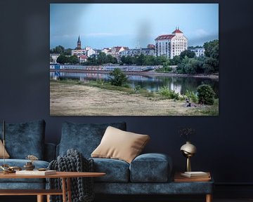 Maagdenburg - Uitzicht vanuit het stadspark over de Elbe naar Buckau van t.ART