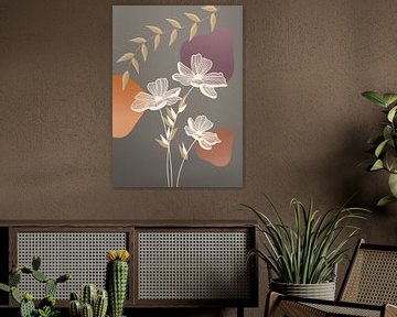 White Line art - Blooming by Gisela- Art for You
