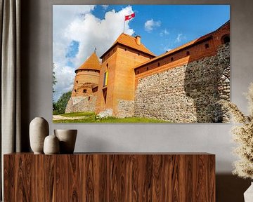 Gezicht op het Trakai kasteel met wolkenhemel in Litouwen, Europa van WorldWidePhotoWeb