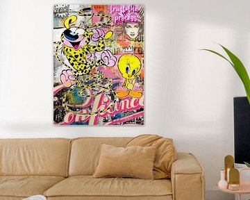 Pop Art Picture Canvas Wall Decoration Marsupilami vs Tweety. van heroesberlin