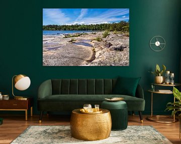 Baltic coast with rocks and trees on island Sladö in Schw by Rico Ködder