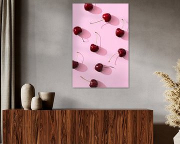 Kirschen auf rosa Hintergrund, 1x Studio III von 1x