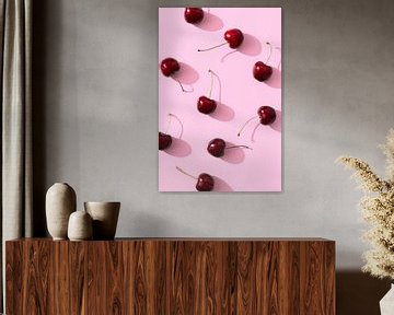 Cherries on pink background, 1x Studio III by 1x