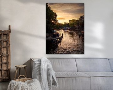 Amsterdam met zonsondergang van Mustafa Kurnaz