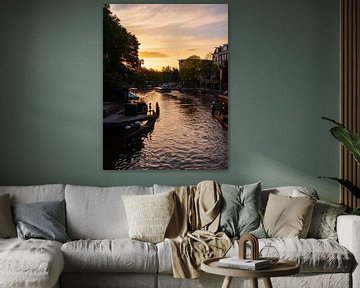 Amsterdam met zonsondergang van Mustafa Kurnaz
