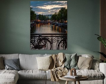 Zonsondergang aan de rivier in Amsterdam van Mustafa Kurnaz