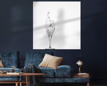 Transparant water Splash in wijnglas (vierkant)