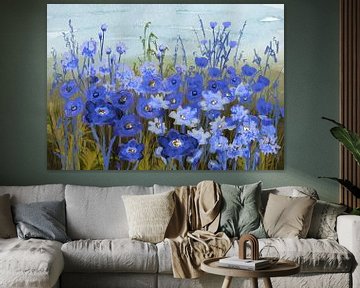 Blaue Blumen von CvD Art - Kunst voor jou