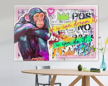 Pop Art | Picture | Art | Monkey if you can dream it | Street Art Berlijn van Julie_Moon_POP_ART