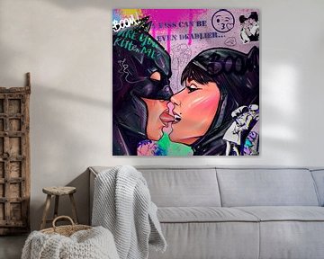 Catwoman & Batman Kiss POP ART Picture Marvel Kunst Hedendaags van Julie_Moon_POP_ART