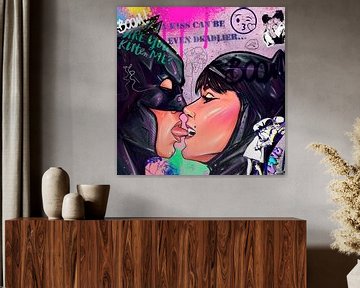 Catwoman & Batman Kiss POP ART Picture Marvel Kunst Hedendaags van Julieduke