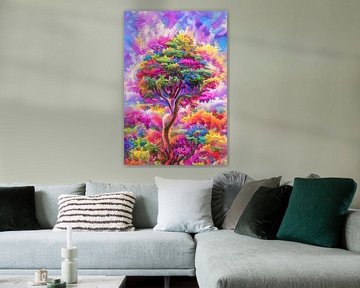 Psychedelischer Baum in vielen Farben von Bert Nijholt