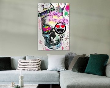 Pop Art Canvas | Skull | Picture | Art | Contemporary | L by Julie_Moon_POP_ART