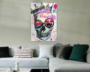 Pop Art Leinwand | Skull | Totenkopf | Bild | Kunst | Contemporary | L von Julie_Moon_POP_ART