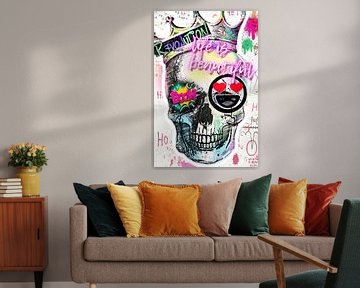 Pop Art Toile | Skull | Tête de mort | Tableau | Art | Contemporain | L sur Julieduke