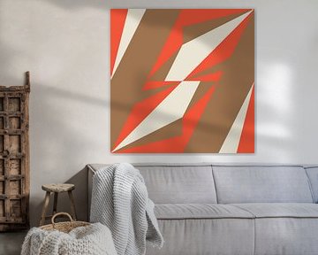 Retro geometrie met driehoeken in Bauhaus-stijl in bruin en oranje 4 van Dina Dankers
