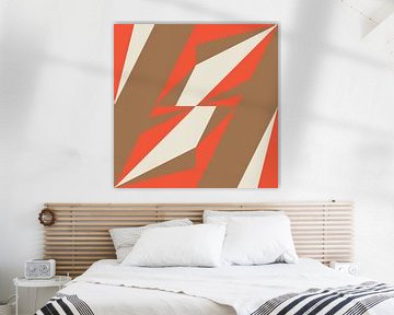Retro geometry  with triangles in Bauhaus style in brown and orange 4 by Dina Dankers