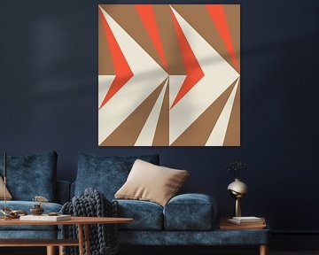 Retro geometrie met driehoeken in Bauhaus-stijl in bruin en oranje 3 van Dina Dankers