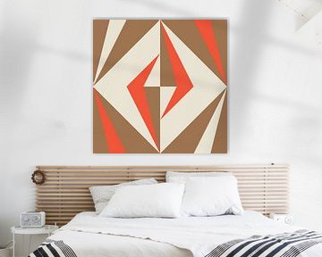 Retro geometrie met driehoeken in Bauhaus-stijl in bruin en oranje 2 van Dina Dankers