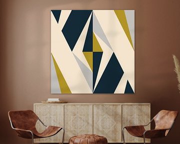 Retro geometry  with triangles in Bauhaus style in mustard yellow 3 by Dina Dankers