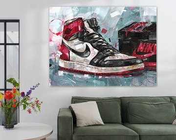 Nike air jordan 1 high Black toe schilderij. van Jos Hoppenbrouwers