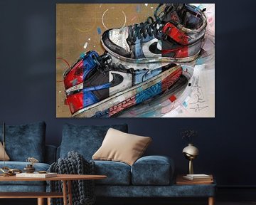 Nike air Jordan 1  schilderij. van Jos Hoppenbrouwers
