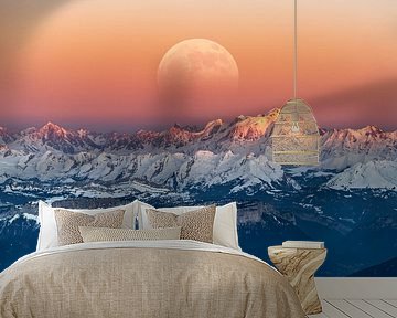 Moonrise over Mont Blanc by Planeblogger