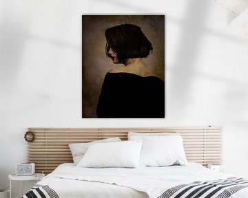 Portret van een vrouw in een zwarte jurk van Jan Keteleer