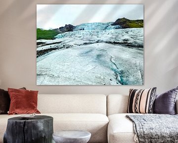 View of the blue ice of Vatnajokull glacier in Iceland
