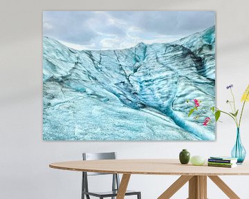 View of the blue ice of Vatnajokull glacier in Iceland
