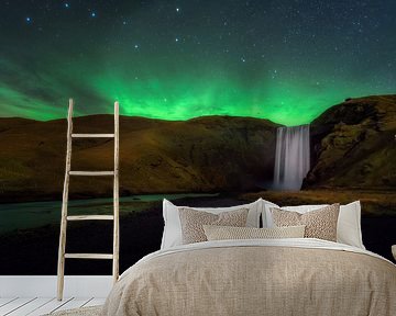 Northern lights over Skógafoss, Iceland by Roy Poots