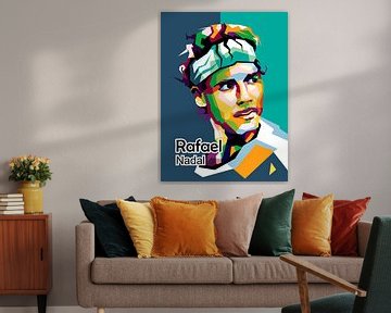 Rafael Nadal in geweldige pop-artposter van miru arts