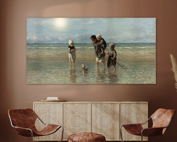 Kinderen der Zee, Jozef Israëls met zon van Digital Art Studio