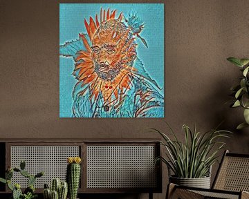 Vincent van Gogh mit Sonnenblume (überarbeitete Zeichnung) von Jose Lok