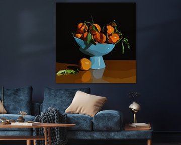 Stilleven met mandarijnen in een fruitschaal op een tafel van The Art Kroep