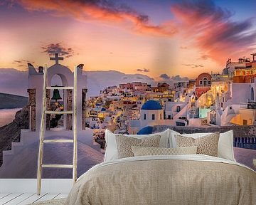 Santorini Island in Greece in the evening light. by Voss photography