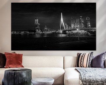 Pont Erasmus de Rotterdam Noir et blanc sur Rob Baken