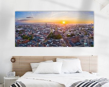 Panorama Zonsopkomst boven Groningen-Stad van Droninger