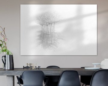 Abstract zwart-wit-grijs: Samen alleen in de leegte (minimalisme) van Marjolijn van den Berg