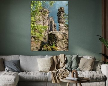 Bielatal, Saxon Switzerland - Große Herkulessäule through the treetops by Pixelwerk