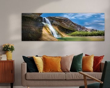 Traun landschap bij Calf Creek waterval in de USA. van Voss Fine Art Fotografie