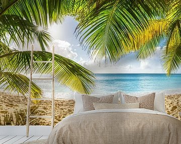 Palm Beach op het eiland Barbados in het Caribisch gebied. van Voss Fine Art Fotografie