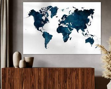 Carte du monde en aquarelle vert armée sur fond blanc sur KB Design & Photography (Karen Brouwer)