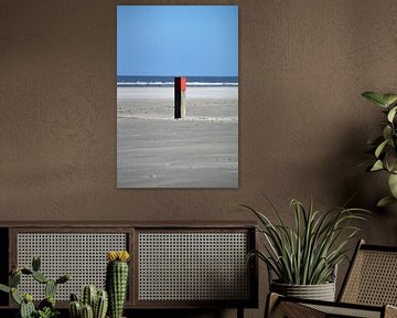 Poste de plage sur la plage de Boschplaat près de Terschelling, île des Wadden sur Maurits Bredius