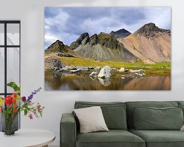 The mountain Vestrahorn in Iceland in good weather in summer