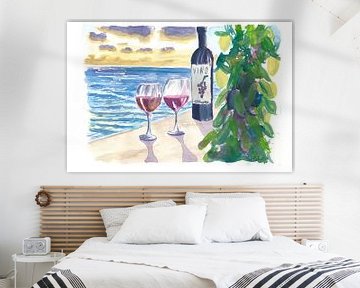 Romantische avond met wijn voor 2 met uitzicht op zee van Markus Bleichner